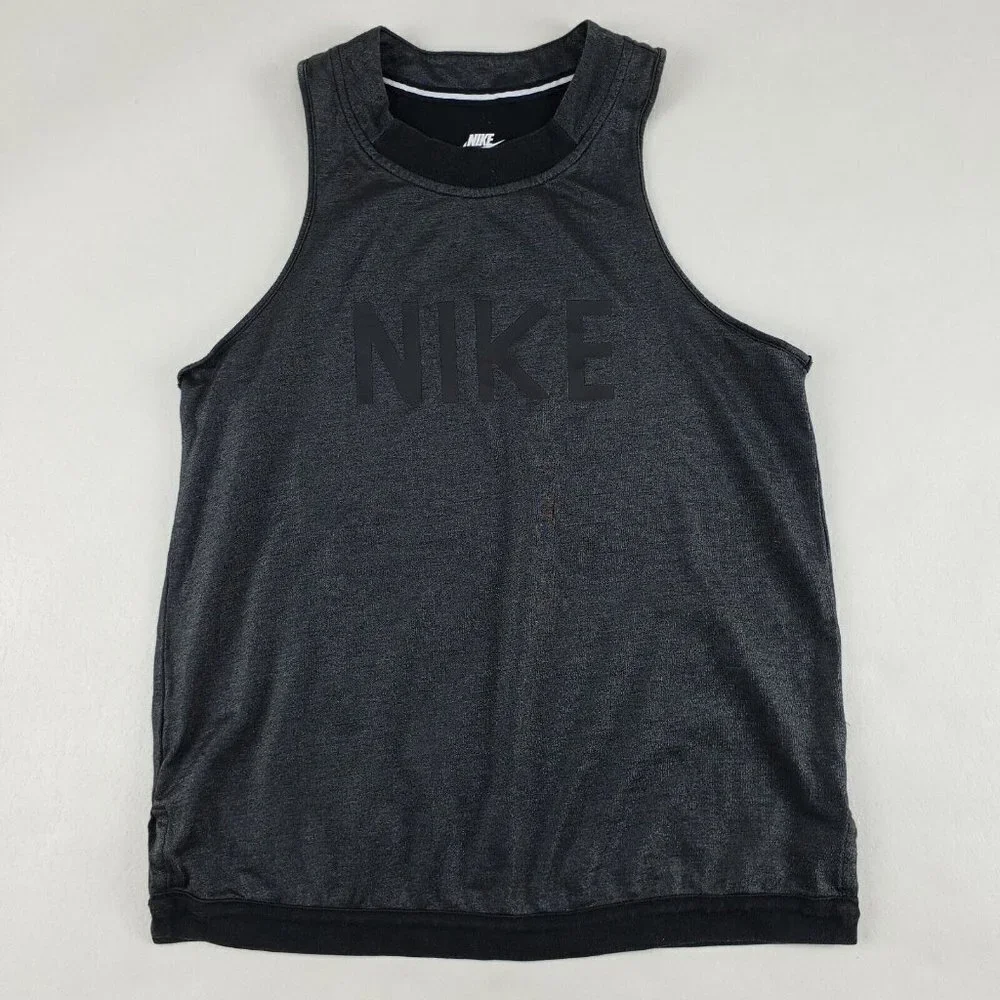 Nike Sportswear Shimmery Tank Top Gray Womens Small Sleeveless Logo Shirt 804084